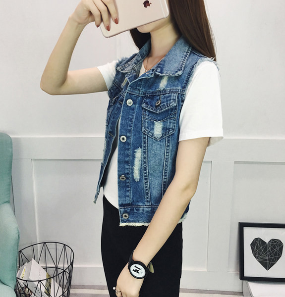 Ležerni traper prsluk s gumbima