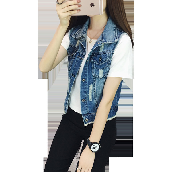 Ležerni traper prsluk s gumbima