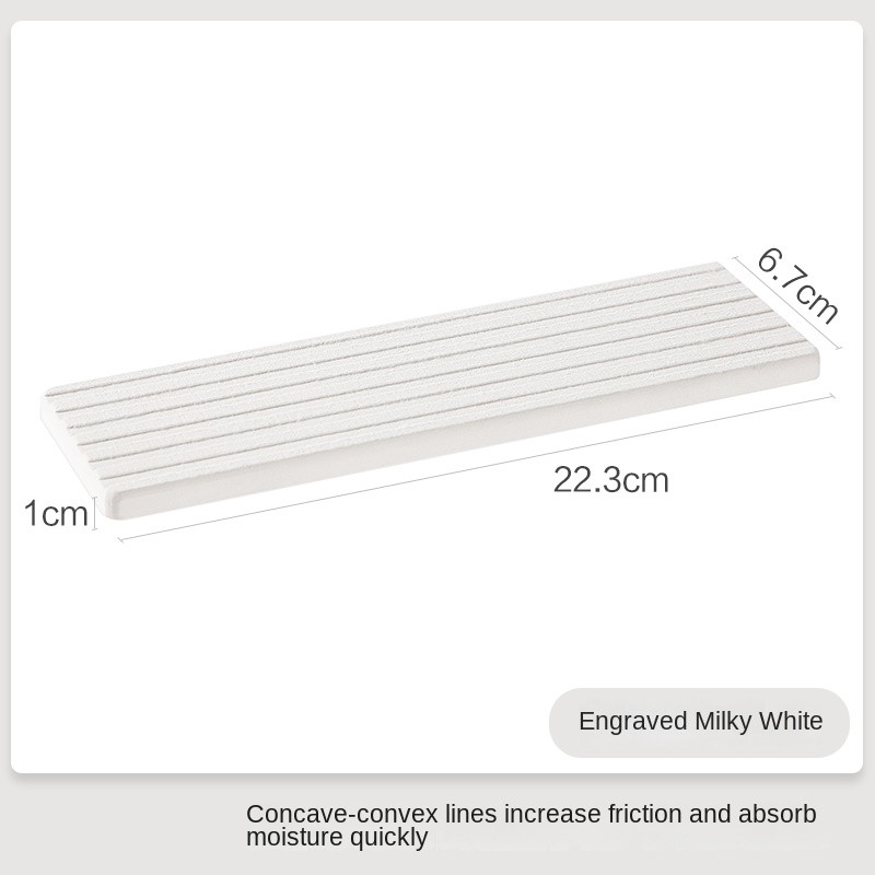 Jastučić za upijanje dijatomejskog blata, umivaonik, podmetač za pohranu, kupaonska radna ploča, brzosušeći sapun, podloga za toaletne potrepštine.