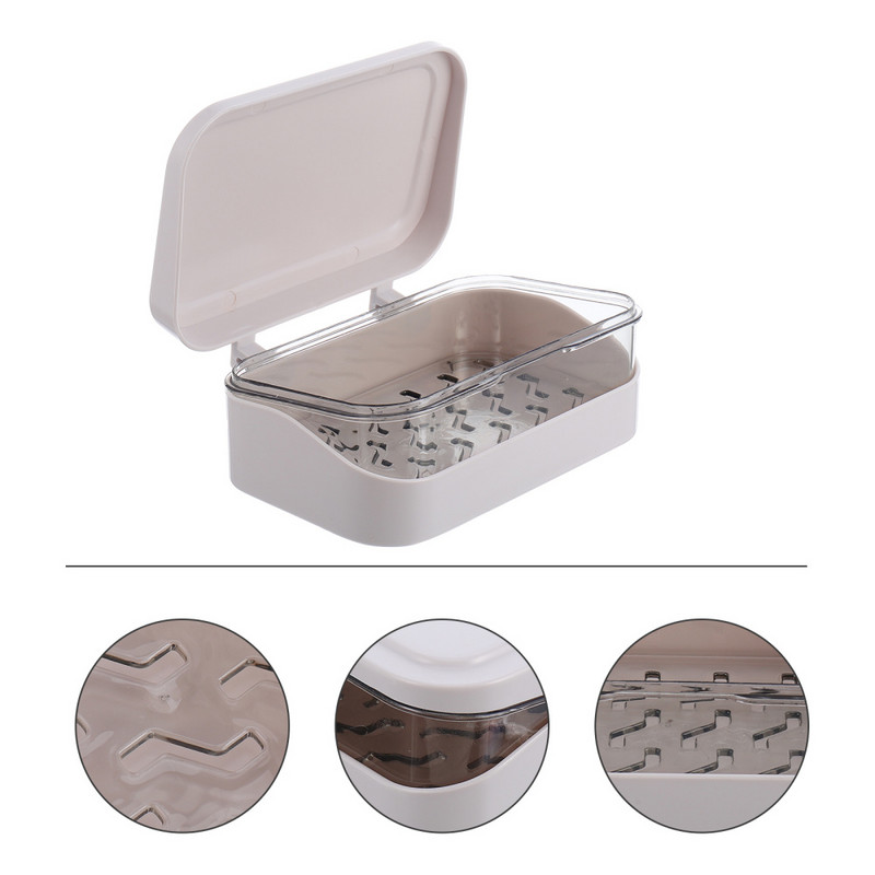 1vnt Buitinis lengvas nešiojamas muilo dėklas Muilo dėžutė Muilo talpyklė Muilo lentynėlė su dangteliu, skirta laikyti vonios kambaryje namuose