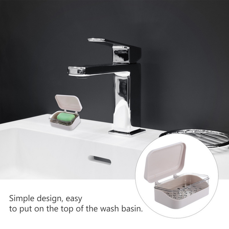 1vnt Buitinis lengvas nešiojamas muilo dėklas Muilo dėžutė Muilo talpyklė Muilo lentynėlė su dangteliu, skirta laikyti vonios kambaryje namuose