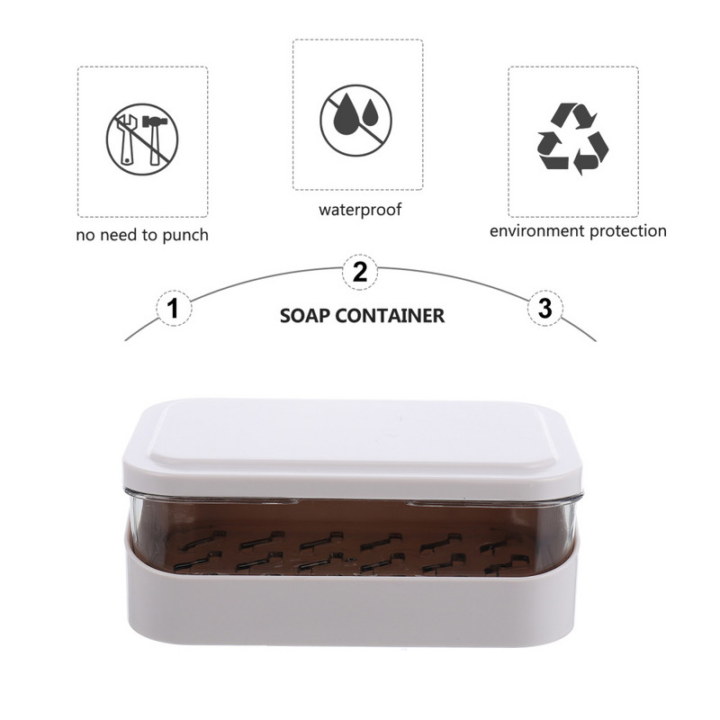 1vnt Buitinis lengvas nešiojamas muilo dėklas Muilo dėžutė Muilo talpyklė Muilo lentynėlė su dangteliu, skirta laikyti vonios kambaryje namuose