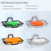 Zidni držač za sapun od nehrđajućeg čelika, stalak za sapun, ocjeđivač visokokvalitetne spužve za gelove za tuširanje, samoljepljive kupaonske potrepštine