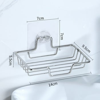 Стенен държач за сапун Поставка за сапун от неръждаема стомана Отцедник Висококачествена гъба Поставка за душ гел Самозалепващи се аксесоари за баня