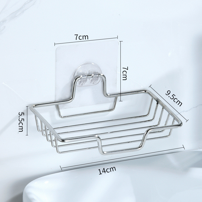 Zidni držač za sapun od nehrđajućeg čelika, stalak za sapun, ocjeđivač visokokvalitetne spužve za gelove za tuširanje, samoljepljive kupaonske potrepštine