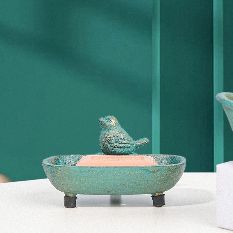 Sungmor stalo muilo indų padėklas vonios virtuvei – gražios formos ir senovinė žalia apdaila – tvirtas ketaus apdaila