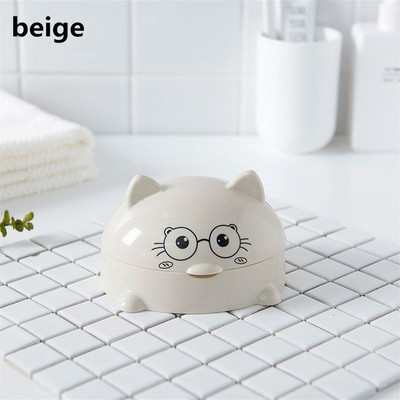 1vnt plastikinis animacinių filmų kačių muilo indas su dangteliu, muilo dėžutės laikiklio dėklas Mielas vonios kambario sandėliavimo reikmenys, valymo vonios reikmenys