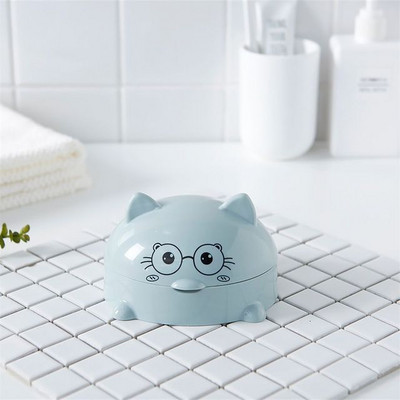 1vnt plastikinis animacinių filmų kačių muilo indas su dangteliu, muilo dėžutės laikiklio dėklas Mielas vonios kambario sandėliavimo reikmenys, valymo vonios reikmenys