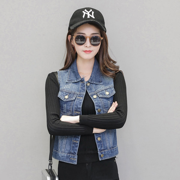 Új modell női farmermellény gombokkal