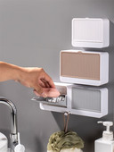 Kreatív falra szerelhető ütésmentes szappandoboz fedővel leeresztő állvány dupla rácsos fali szappantartó szappantartó fürdőszobai adagolóhoz