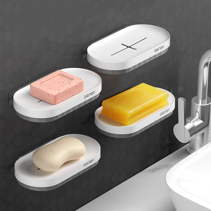 Muilo indų dėžutės sienoje montuojamas muilo kempinės laikiklis dušo drenažo muilo indas Plastikinis kempinės muilo padėklas virtuvės vonios kambariui