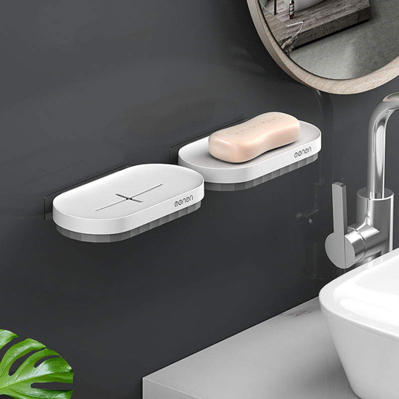 Muilo indų dėžutės sienoje montuojamas muilo kempinės laikiklis dušo drenažo muilo indas Plastikinis kempinės muilo padėklas virtuvės vonios kambariui