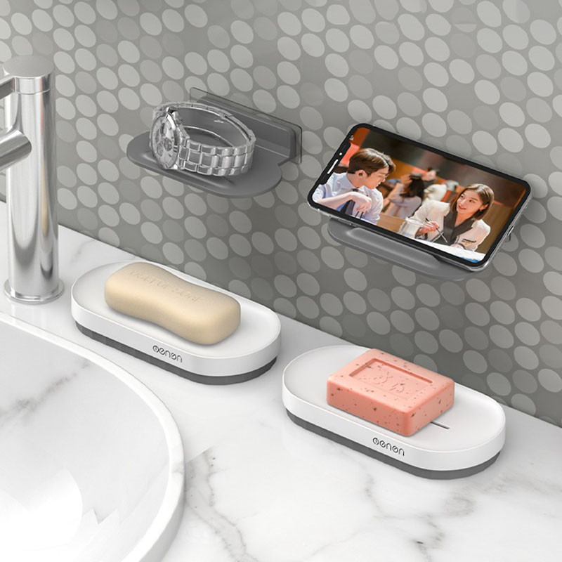 Muilo indų dėžutės sienoje montuojamas muilo kempinės laikiklis dušo drenažo muilo indas Plastikinis kempinės muilo padėklas virtuvės vonios kambariui