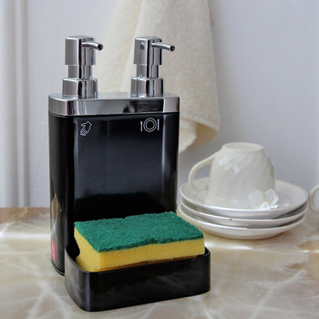 Двоен дозатор за течен сапун 750 ML Поставка за гъба за съдове Кухненски аксесоари 7 цвята Бутилки за многократно пране Декоративна баня
