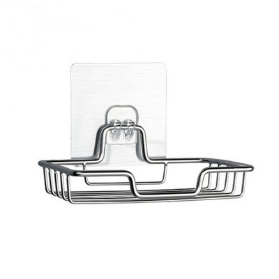 Muilo stovo sienoje montuojamas muilo laikiklis nerūdijančio plieno muilo kempinė Dvisluoksnis drenažo lipnus vonios kambario aksesuaras