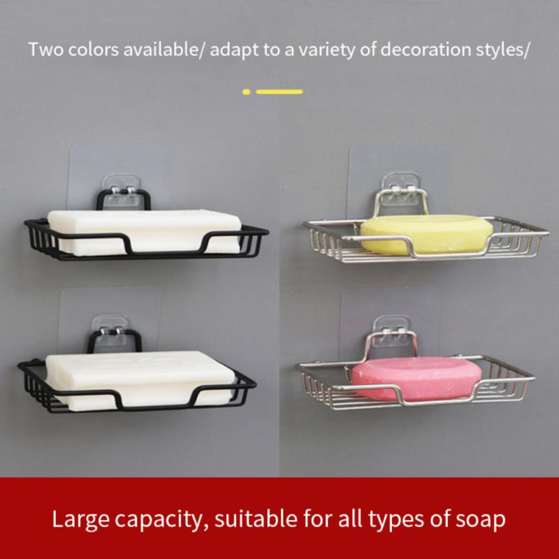 Muilo stovo sienoje montuojamas muilo laikiklis nerūdijančio plieno muilo kempinė Dvisluoksnis drenažo lipnus vonios kambario aksesuaras