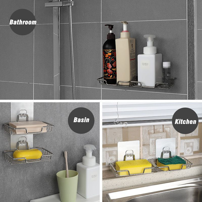 Nerūdijančio plieno muilo stovo sienoje montuojamas muilo laikiklis Muilo kempinė indų muilo indai Lipnūs vonios kambario priedai