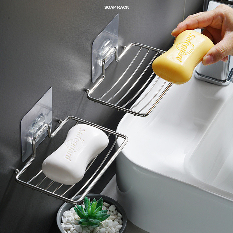 Nerūdijančio plieno muilo stovo sienoje montuojamas muilo laikiklis Muilo kempinė indų muilo indai Lipnūs vonios kambario priedai