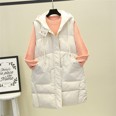 Ležerna ženska vesta s kapuljačom i džepovima