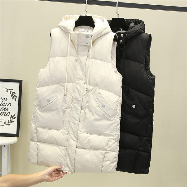 Ležerna ženska vesta s kapuljačom i džepovima