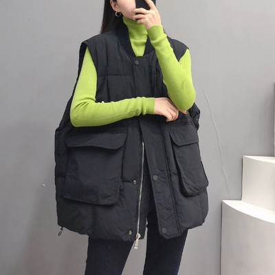 Vesta larga de dama cu buzunar, fermoar si nasturi