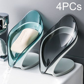 4 vnt. siurbimo puodelio muilo laikiklis vonios kambario dušui Nešiojamas lapų muilo indas Plastikinis kempinės padėklas virtuvės vonios kambario priedams