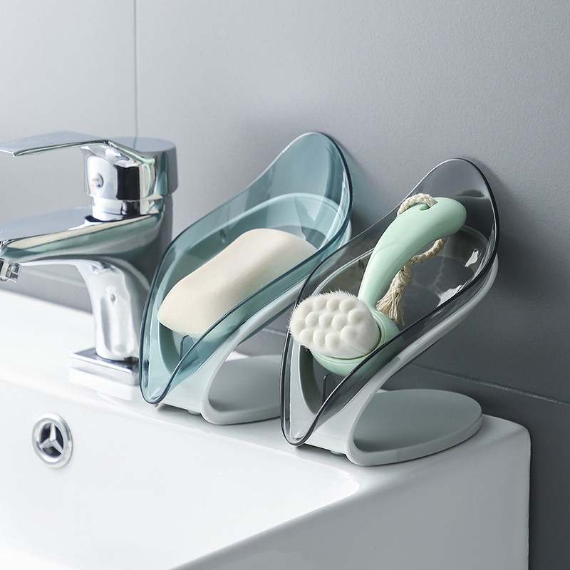 4 vnt. siurbimo puodelio muilo laikiklis vonios kambario dušui Nešiojamas lapų muilo indas Plastikinis kempinės padėklas virtuvės vonios kambario priedams
