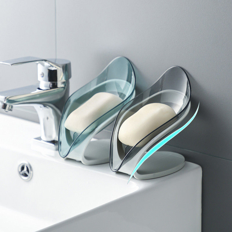 4 vnt. siurbimo puodelio muilo laikiklis vonios kambario dušui Nešiojamas lapų muilo indas Plastikinis kempinės padėklas virtuvės vonios kambario priedams