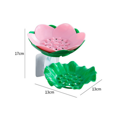 Dviguba siena pakabinama drenažo muilo dėžutė Daugiafunkcis lotoso gėlių formos muilo laikiklis vonios kambario stovas, neslystantis laikymo kabliukas