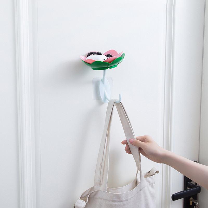 Dviguba siena pakabinama drenažo muilo dėžutė Daugiafunkcis lotoso gėlių formos muilo laikiklis vonios kambario stovas, neslystantis laikymo kabliukas