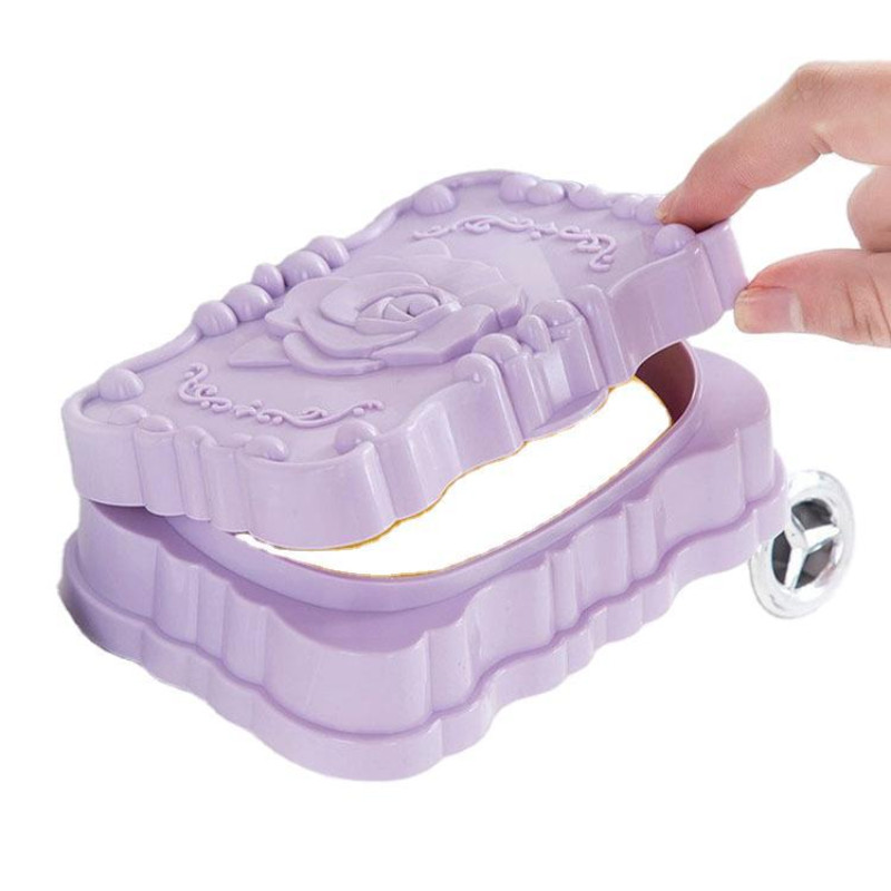 Gadgeturi rezistente la apă Cutie de săpun cu capac Scurgere Cutie de săpun de trandafiri Creativ rafinat și convenabil Suport mare pentru săpun de călătorie Suport pentru săpun