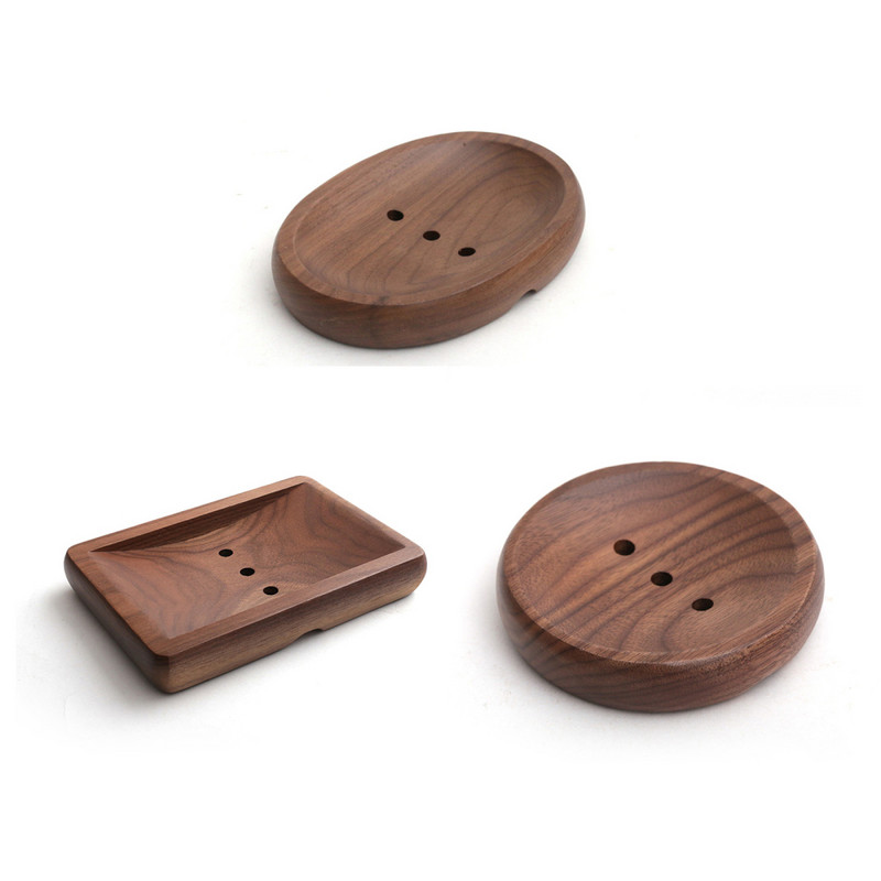 Kutija za poslužavnik Drveni držač za sapun Dobavljači kupaonskih kupaonica Pravokutni Sigurnosni Ovalni Izdržljivi stalak za tuširanje Bambus Crni orah