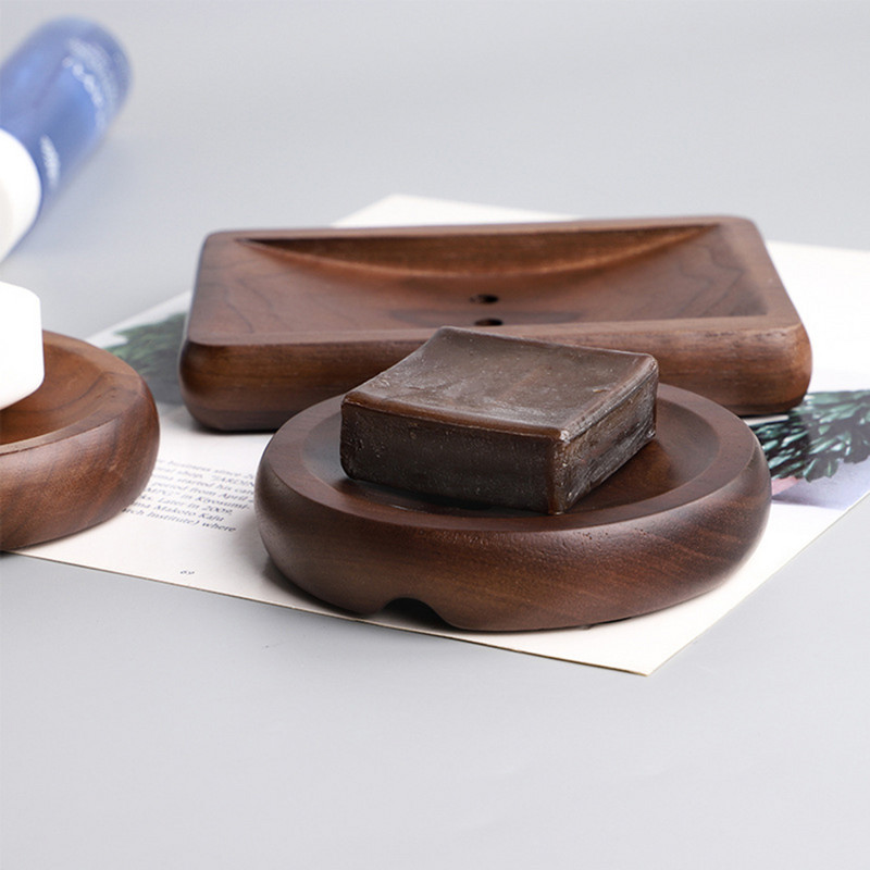 Kutija za poslužavnik Drveni držač za sapun Dobavljači kupaonskih kupaonica Pravokutni Sigurnosni Ovalni Izdržljivi stalak za tuširanje Bambus Crni orah