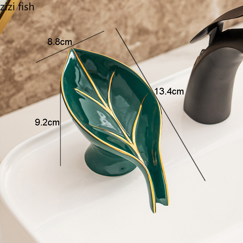 Kūrybinės keraminės muilo dėžutės Buitiniai sanitariniai gaminiai Lapų formos nutekamieji muilo indai Vonios kambarys Sandėliavimo konteineris Buitinės prekės