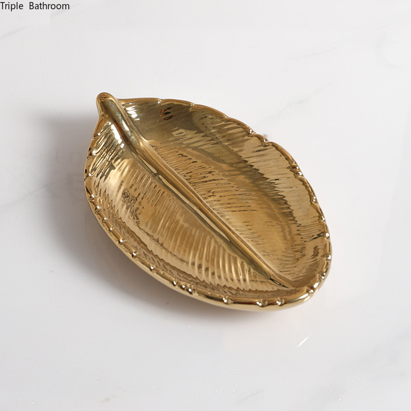1 kom Keramika zlatnog lišća Posuda za sapun Nordijski stil Držač sapuna Kuhinjski spremnik Posuda za kućni kupaonski pribor Posuda