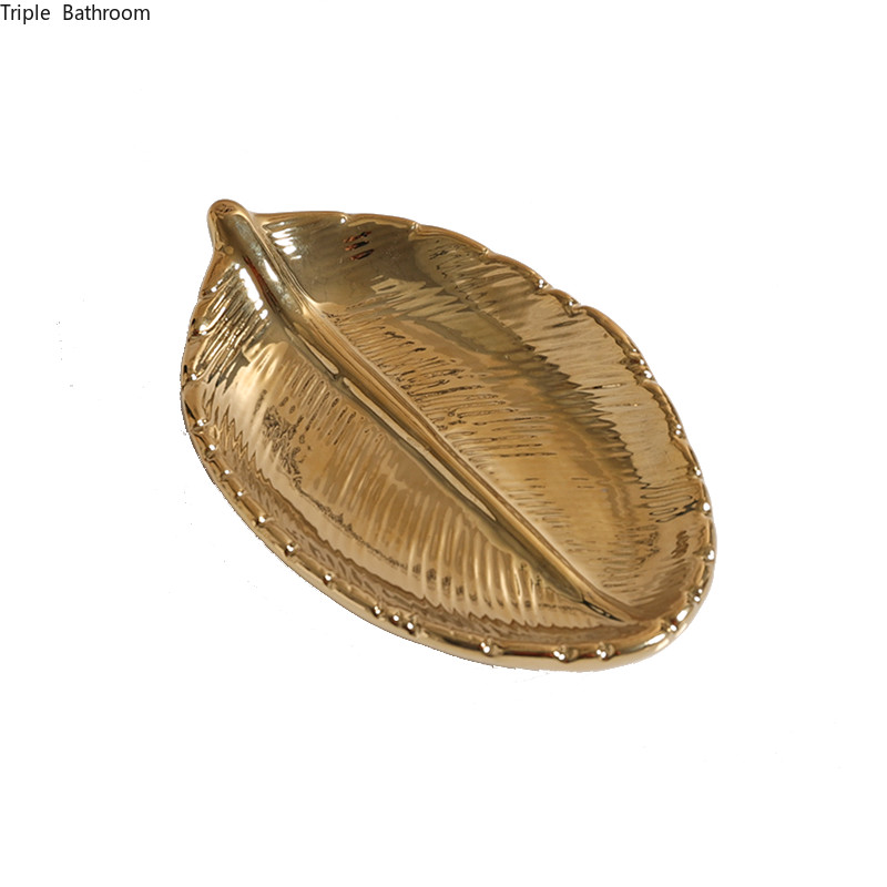 1 kom Keramika zlatnog lišća Posuda za sapun Nordijski stil Držač sapuna Kuhinjski spremnik Posuda za kućni kupaonski pribor Posuda