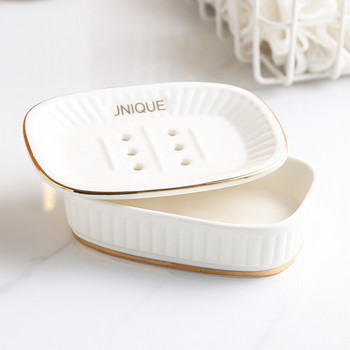 Light Luxury Ceramics Soap Box Διπλή στρώση Σαπούνι αποστράγγισης Κουτιά συσκευασίας Αξεσουάρ Αποθήκευση κουζίνας Οργανωτής τουαλέτας