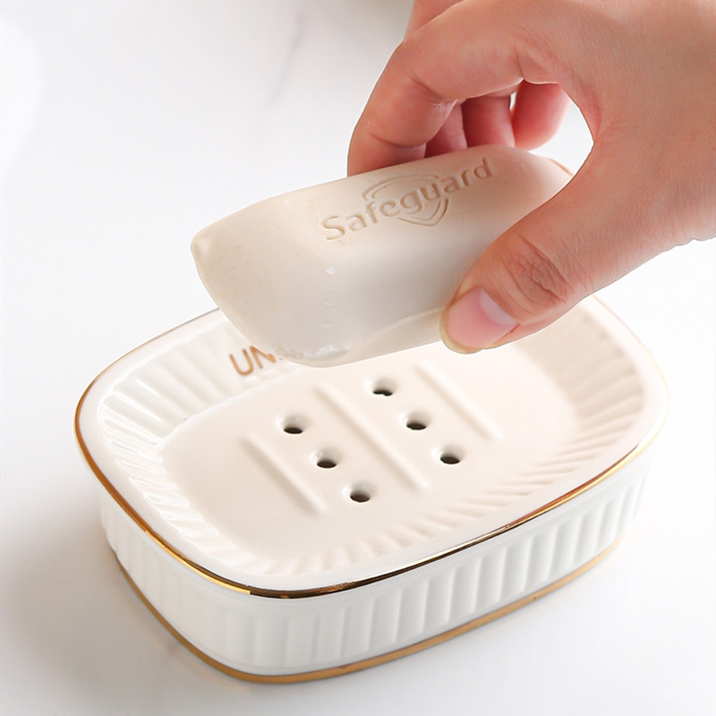 Lagana, luksuzna keramička kutija za sapun Dvoslojna kutija za pakiranje sapuna s drenažom Pribor Kuhinjska pohrana Organizator za toalet