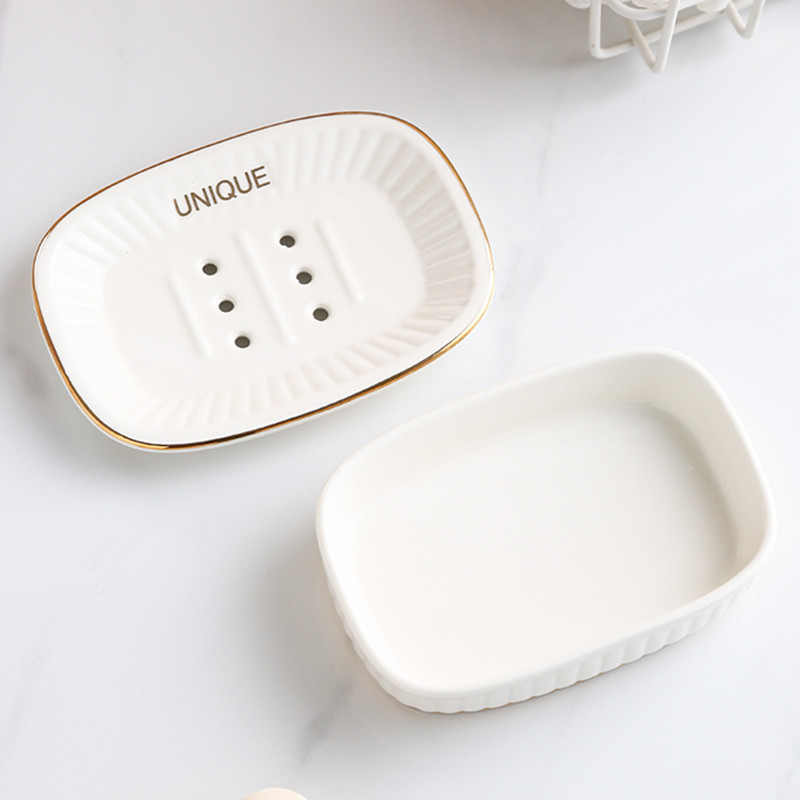 Lagana, luksuzna keramička kutija za sapun Dvoslojna kutija za pakiranje sapuna s drenažom Pribor Kuhinjska pohrana Organizator za toalet