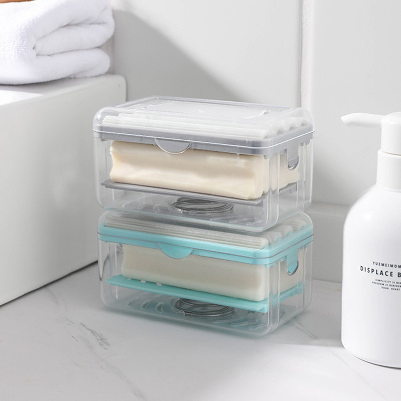 Rankų netrynimas putojantis muilo dėžutė Vonios kanalizacijos padėklas Kelioniniai skalbimo drabužiai Gaukite lizdines plokšteles Daugiafunkcinis nešiojamas muilo indas