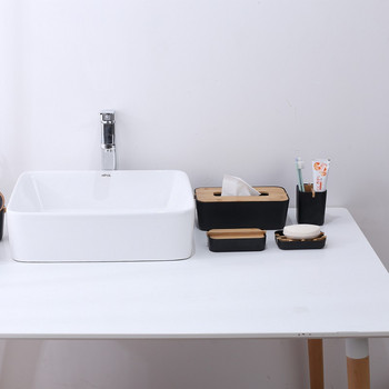 Τετράγωνη θήκη σαπουνιού Bamboo Fiber Sink Drainage Soap Set για Αξεσουάρ κουζίνας ντους με σαπούνι μπάνιου