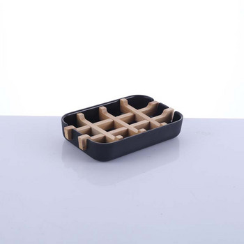Τετράγωνη θήκη σαπουνιού Bamboo Fiber Sink Drainage Soap Set για Αξεσουάρ κουζίνας ντους με σαπούνι μπάνιου