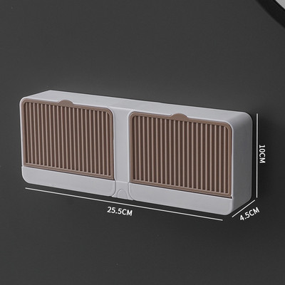 Zidna kutija za sapun bez bušenja s dvostrukim rešetkama za kupaonski odvod Stalak za sapun Kreativni držač za sapun u obliku školjke Kupaonski alati