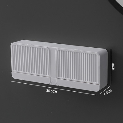 Zidna kutija za sapun bez bušenja s dvostrukim rešetkama za kupaonski odvod Stalak za sapun Kreativni držač za sapun u obliku školjke Kupaonski alati