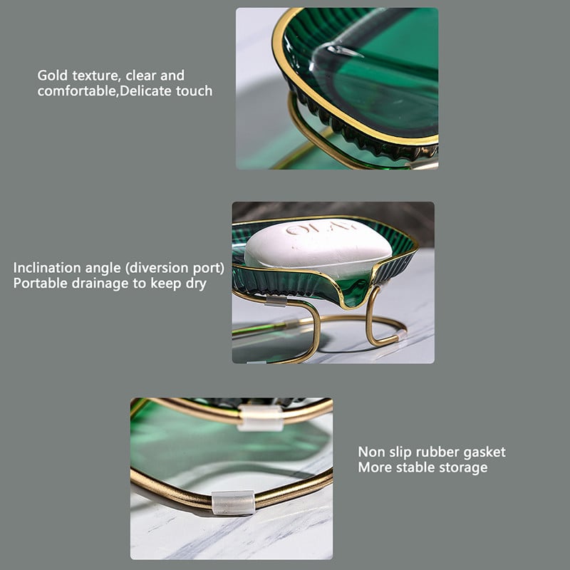 Πολυτελές Σαπουνόπιτα με Αποστράγγιση Αντιολισθητική Βάση Σαπουνιού Εύκολο Καθαρισμό Δοχείο για Αξεσουάρ Μπάνιου Κουζίνας Ντους