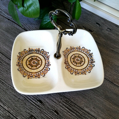 Europietiško stiliaus įtrūkusi keraminė dviejų skyrių muilo dėžutė, buitinė išleidimo rankena muilo indų muilo dėžutė vonios kambario muilo padėklas