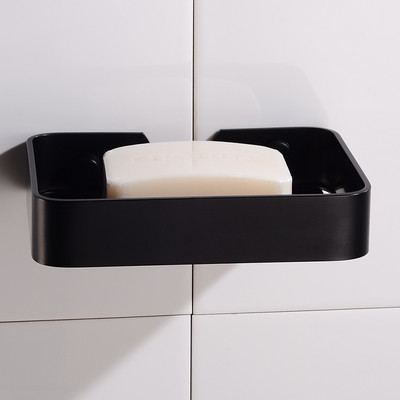 Dušo sienoje montuojamas vonios muilo laikiklis Dekoratyvinis aliuminio dėžutės kvadratinis krepšelis juodas vonios kambario muilo indų laikymo pakavimo dėžutės
