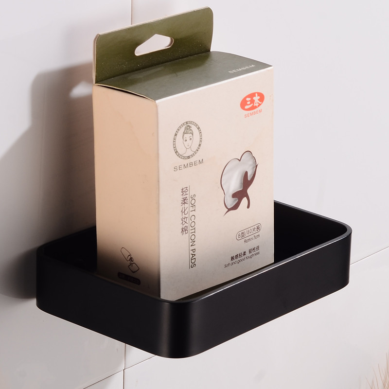 Dušo sienoje montuojamas vonios muilo laikiklis Dekoratyvinis aliuminio dėžutės kvadratinis krepšelis juodas vonios kambario muilo indų laikymo pakavimo dėžutės