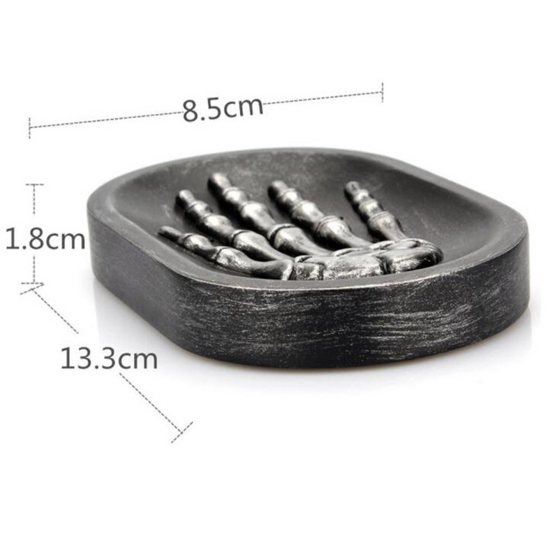 „Creative Skeleton Skull Hand“ praktiška muilo indų dėžutės laikiklio derva, skirta dušo laikymui.