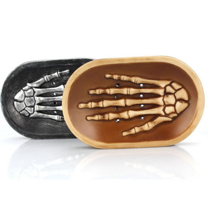 „Creative Skeleton Skull Hand“ praktiška muilo indų dėžutės laikiklio derva, skirta dušo laikymui.